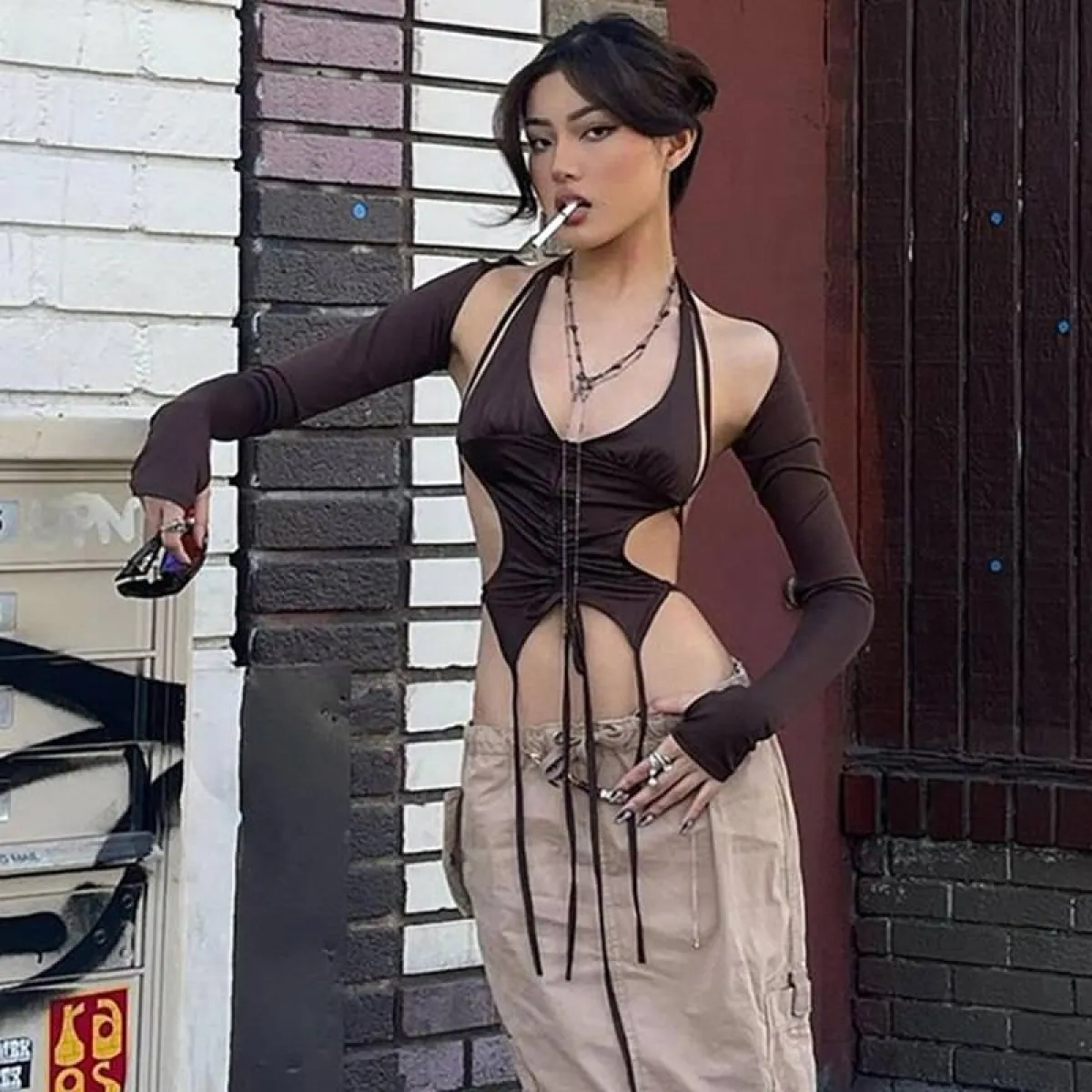 Backless Long Sleeve Crop Tops - Image 21