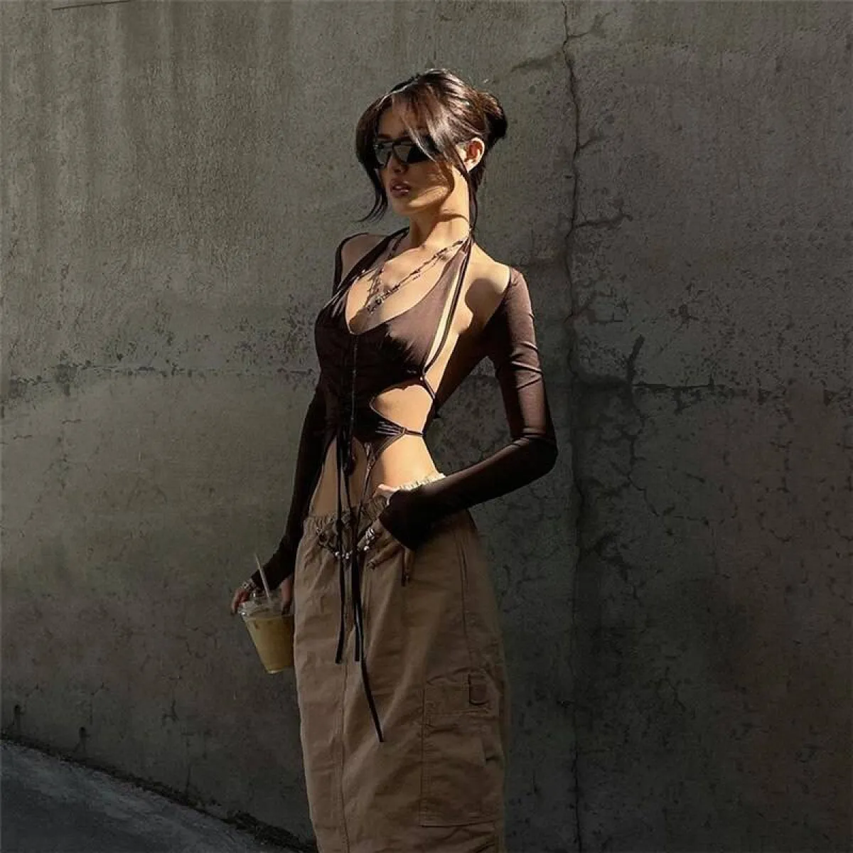 Backless Long Sleeve Crop Tops - Image 22