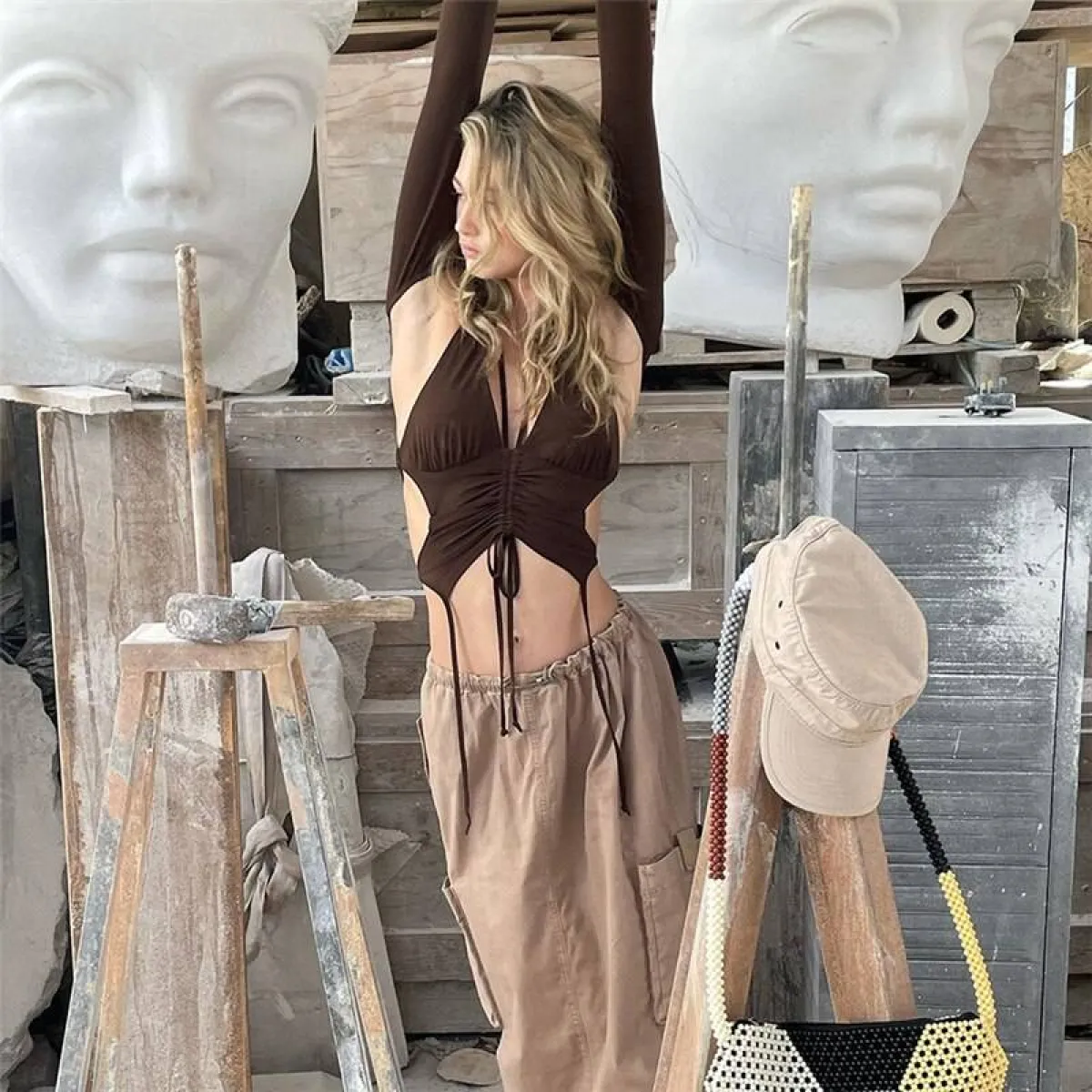 Backless Long Sleeve Crop Tops - Image 28