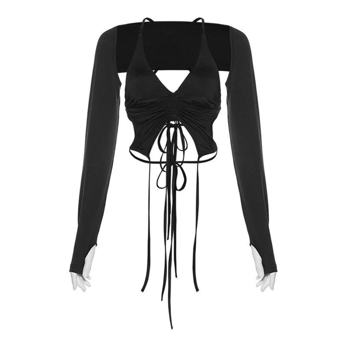 Backless Long Sleeve Crop Tops - Image 6