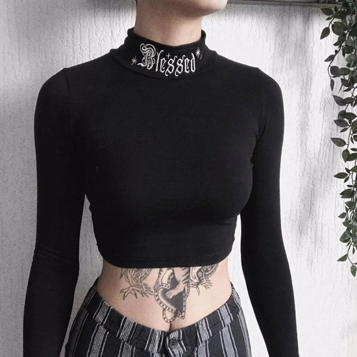 "Blessed" Goth Crop Top - Image 8