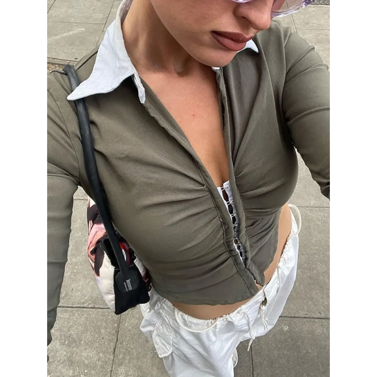 Deep V Crop Top and Hook Closures - Image 3