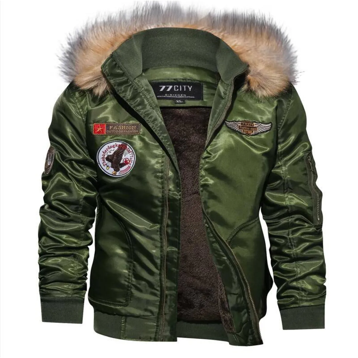 Fur Collar Military Flight Jacket - Image 10