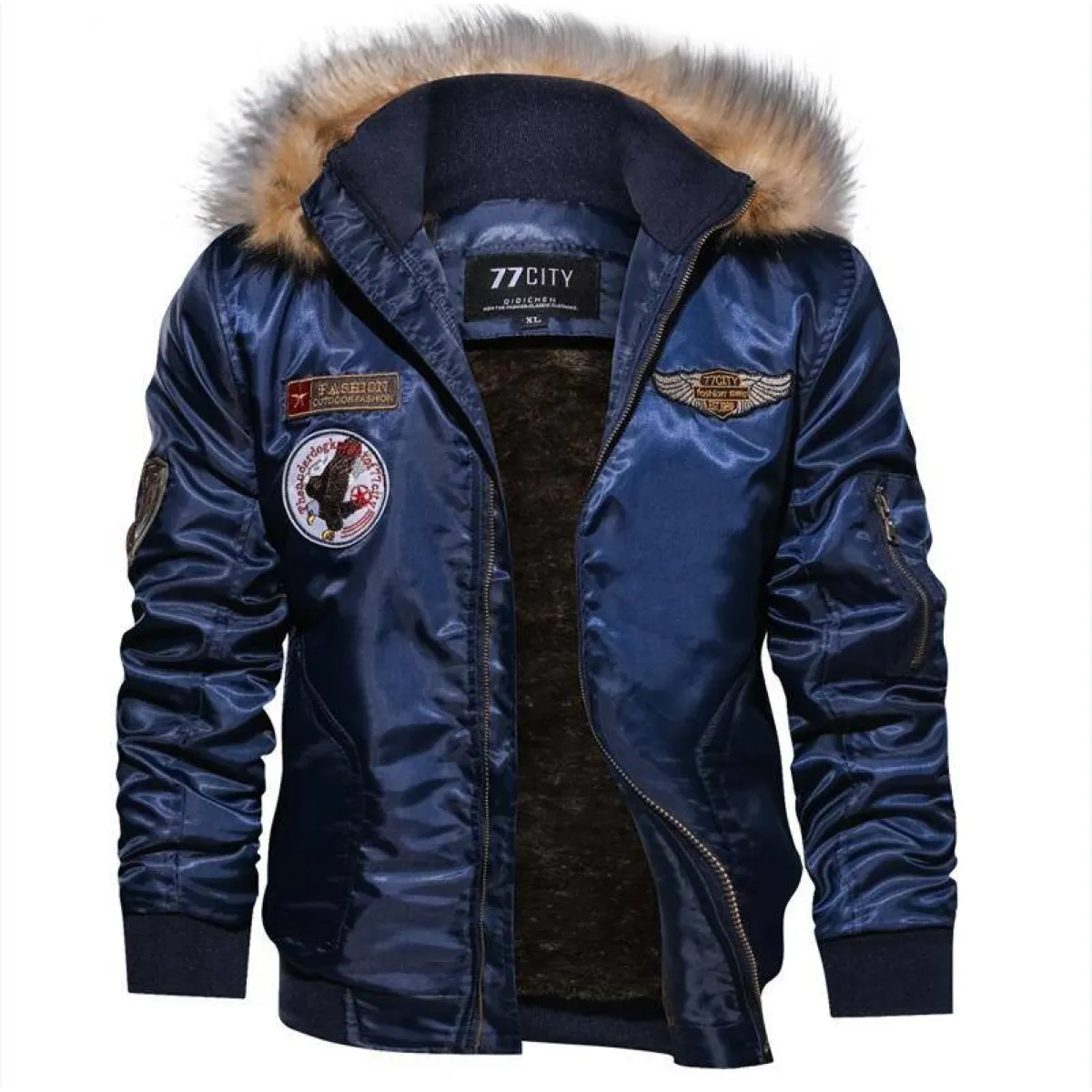 Fur Collar Military Flight Jacket - Image 11