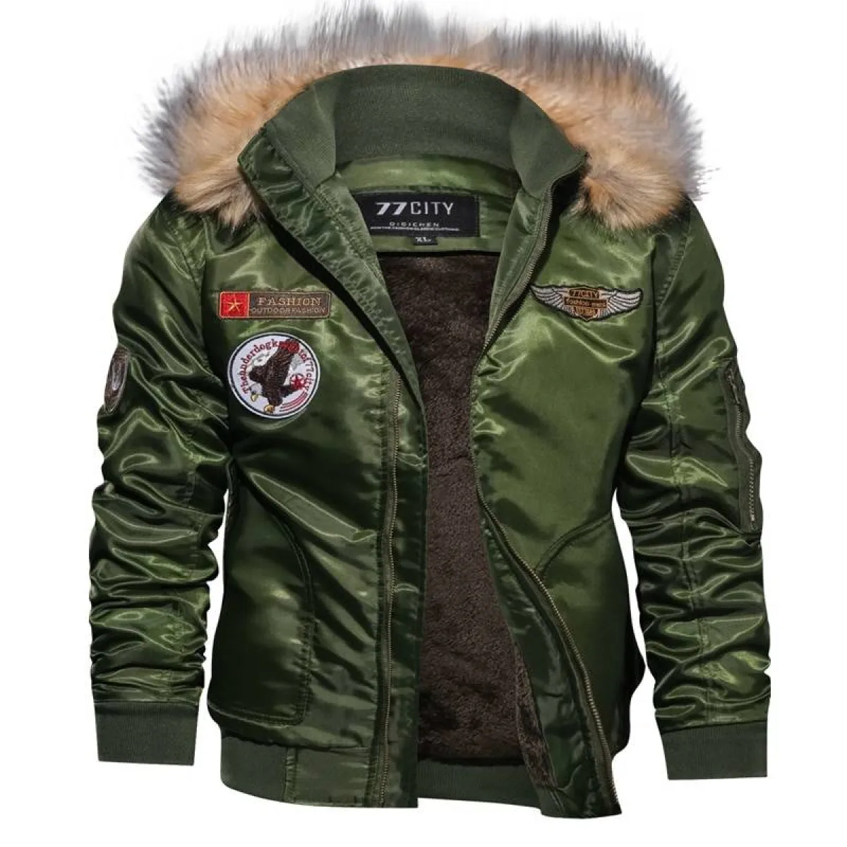 Fur Collar Military Flight Jacket - Image 4