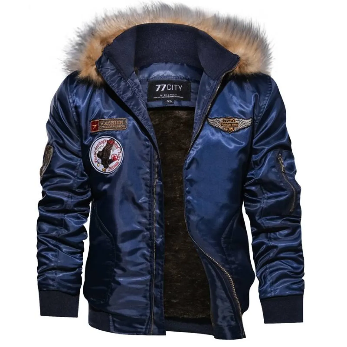 Fur Collar Military Flight Jacket - Image 6