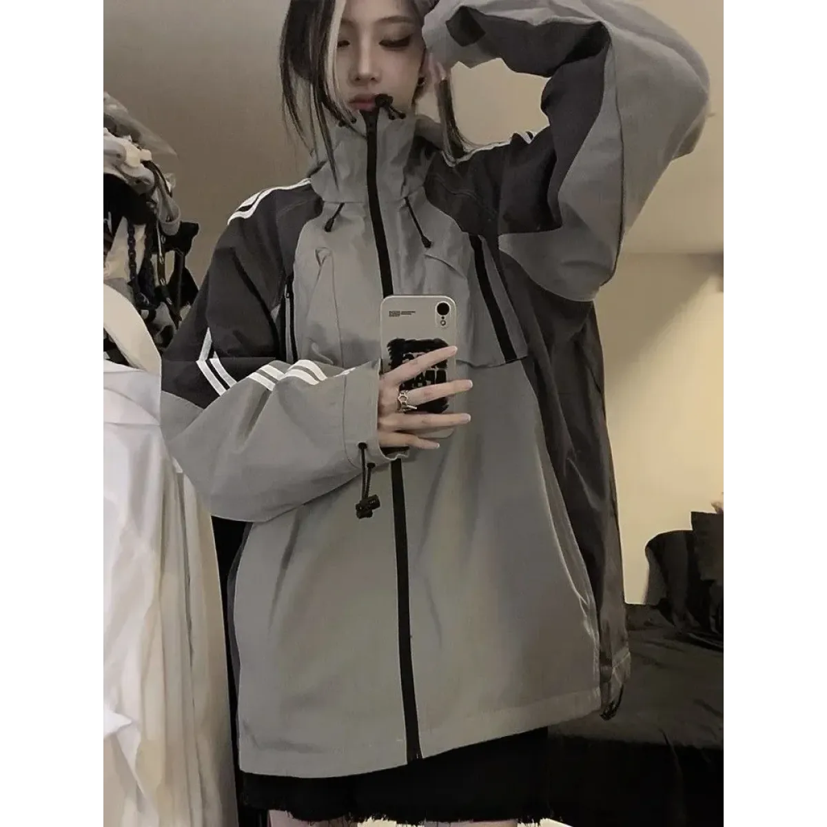 Harajuku Oversized Techwear Windbreaker Jacket - Image 5