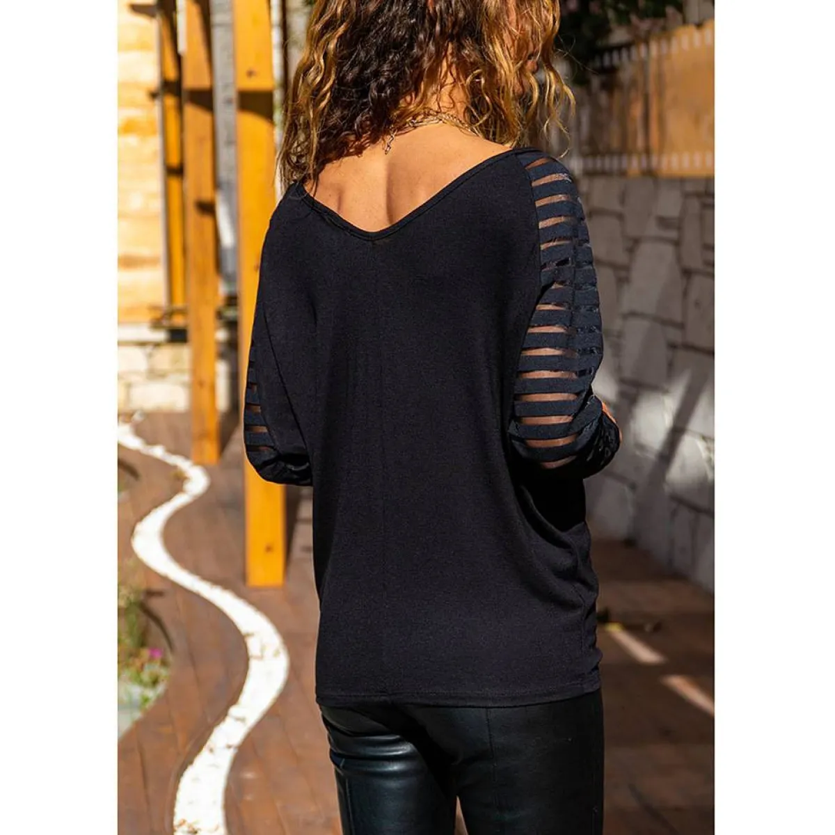 Harajuku Style Mesh Sleeve Shirt - Image 4