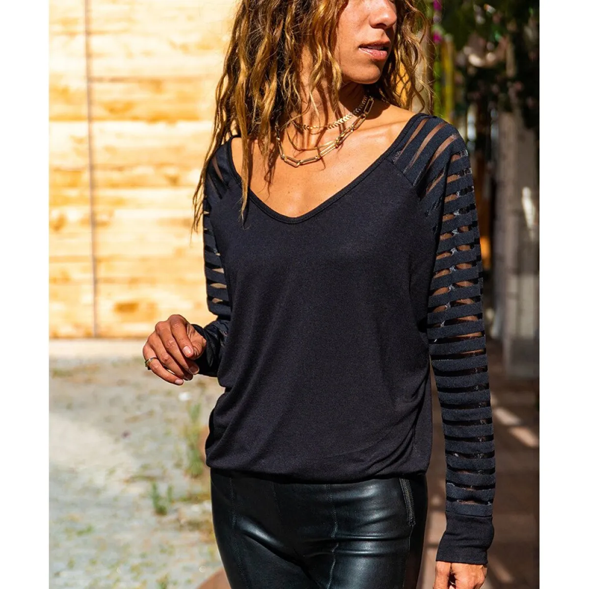 Harajuku Style Mesh Sleeve Shirt - Image 6