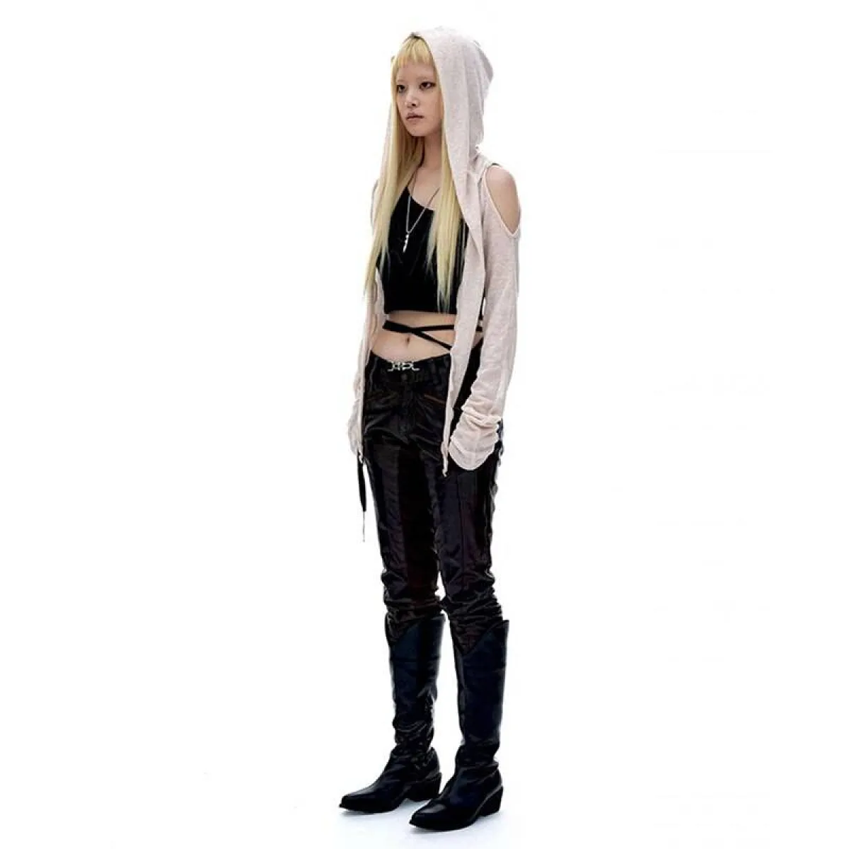 Hooded Long Sleeve Crop Top - Image 17