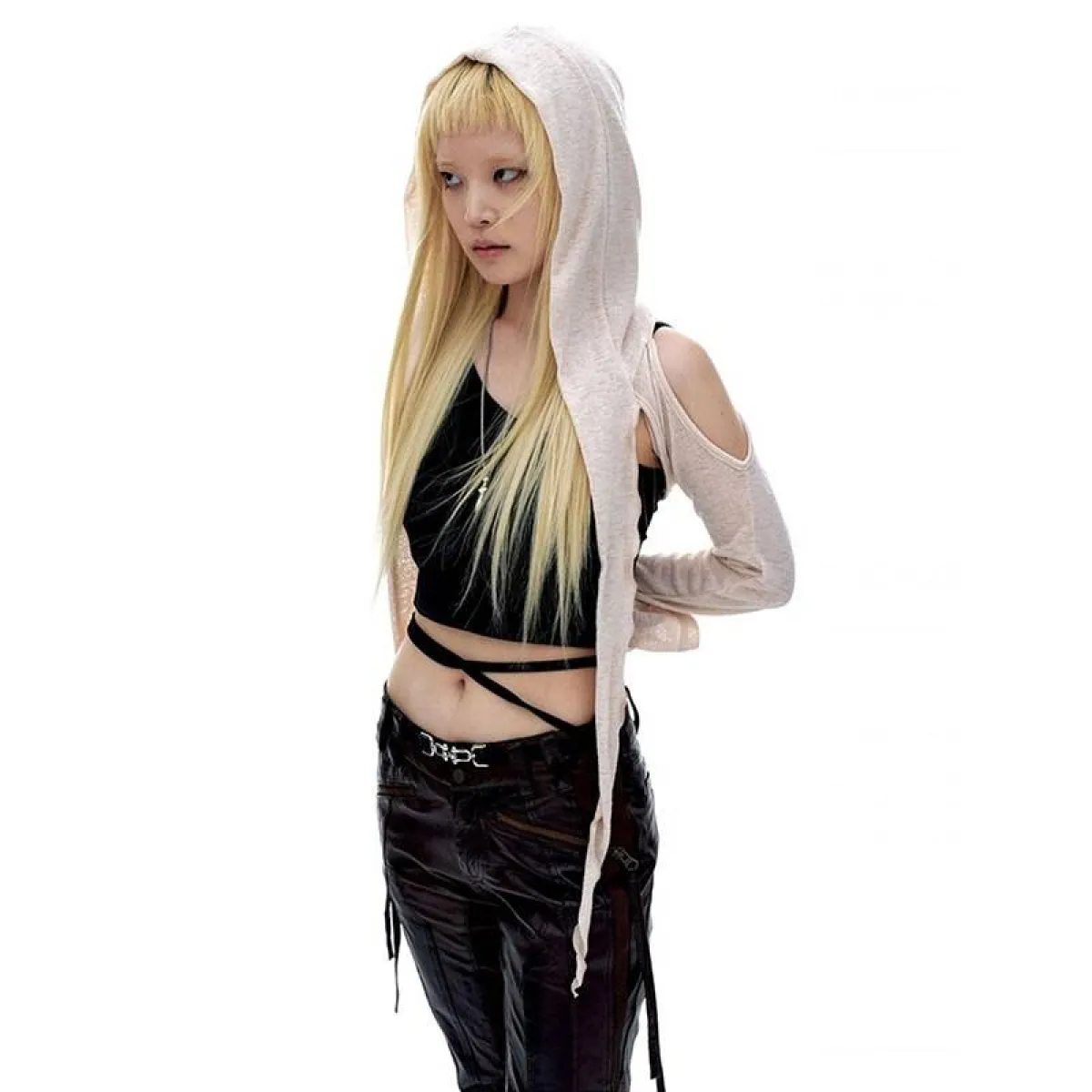 Hooded Long Sleeve Crop Top - Image 18