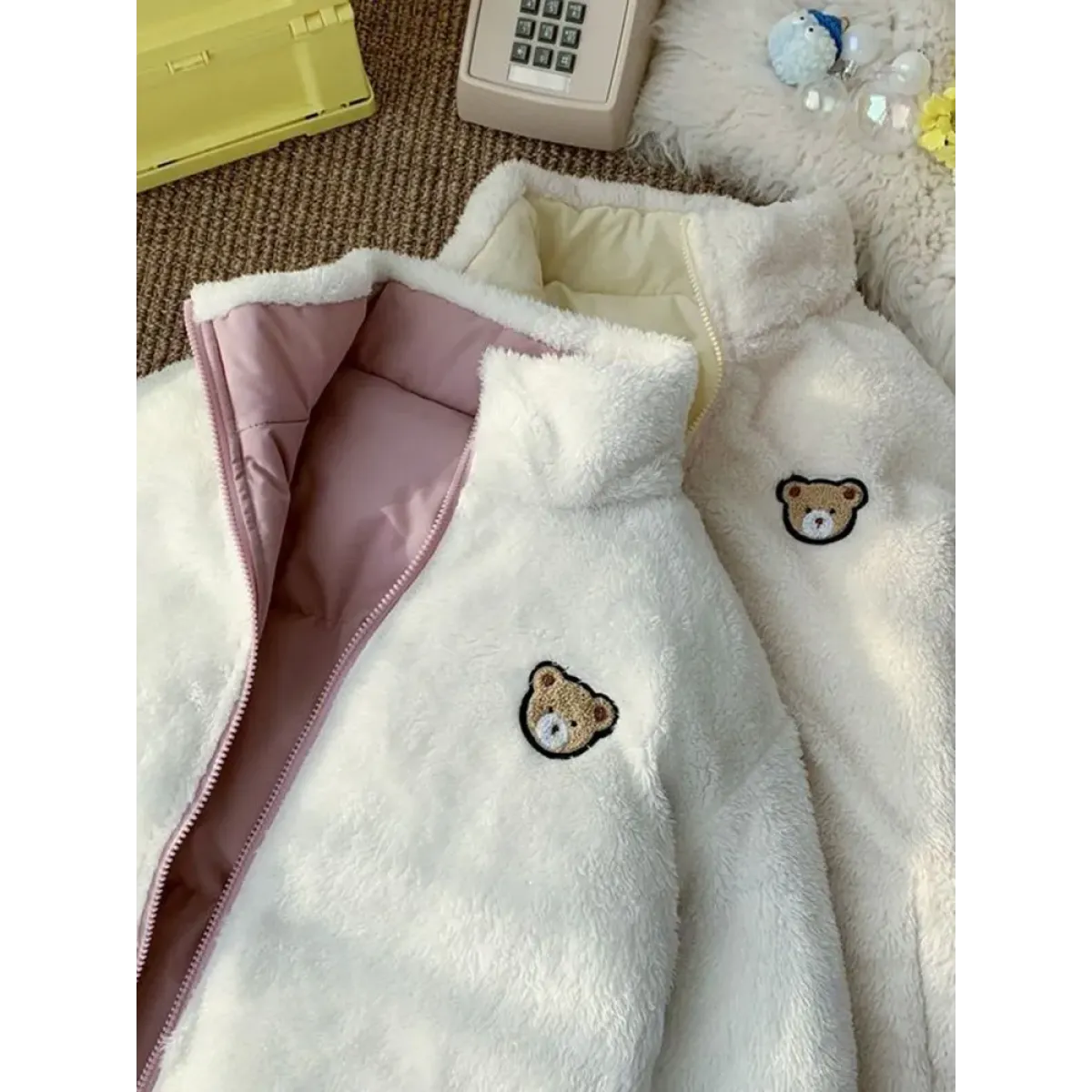 Kawaii Double Sided Love Bear Winter Puffer Jacket - Image 3