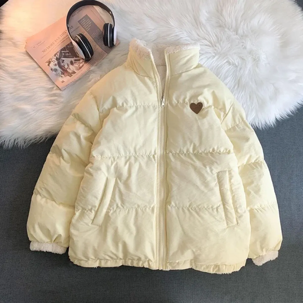 Kawaii Double Sided Love Bear Winter Puffer Jacket - Image 7