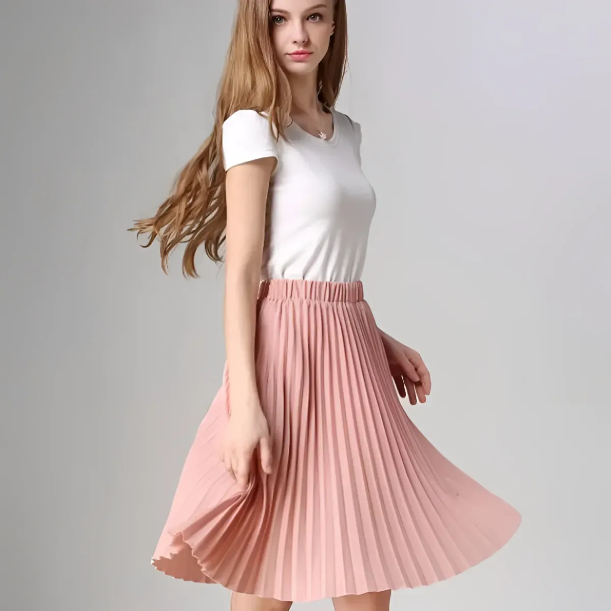 Knife-Pleated Chiffon Skirt - Image 10