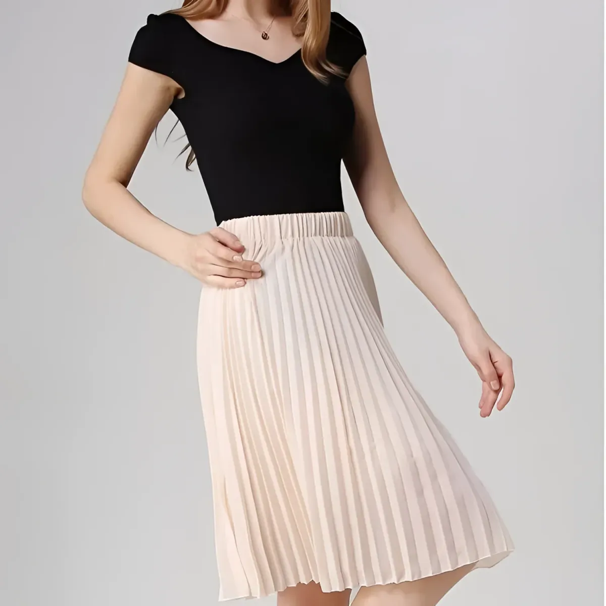 Knife-Pleated Chiffon Skirt - Image 7