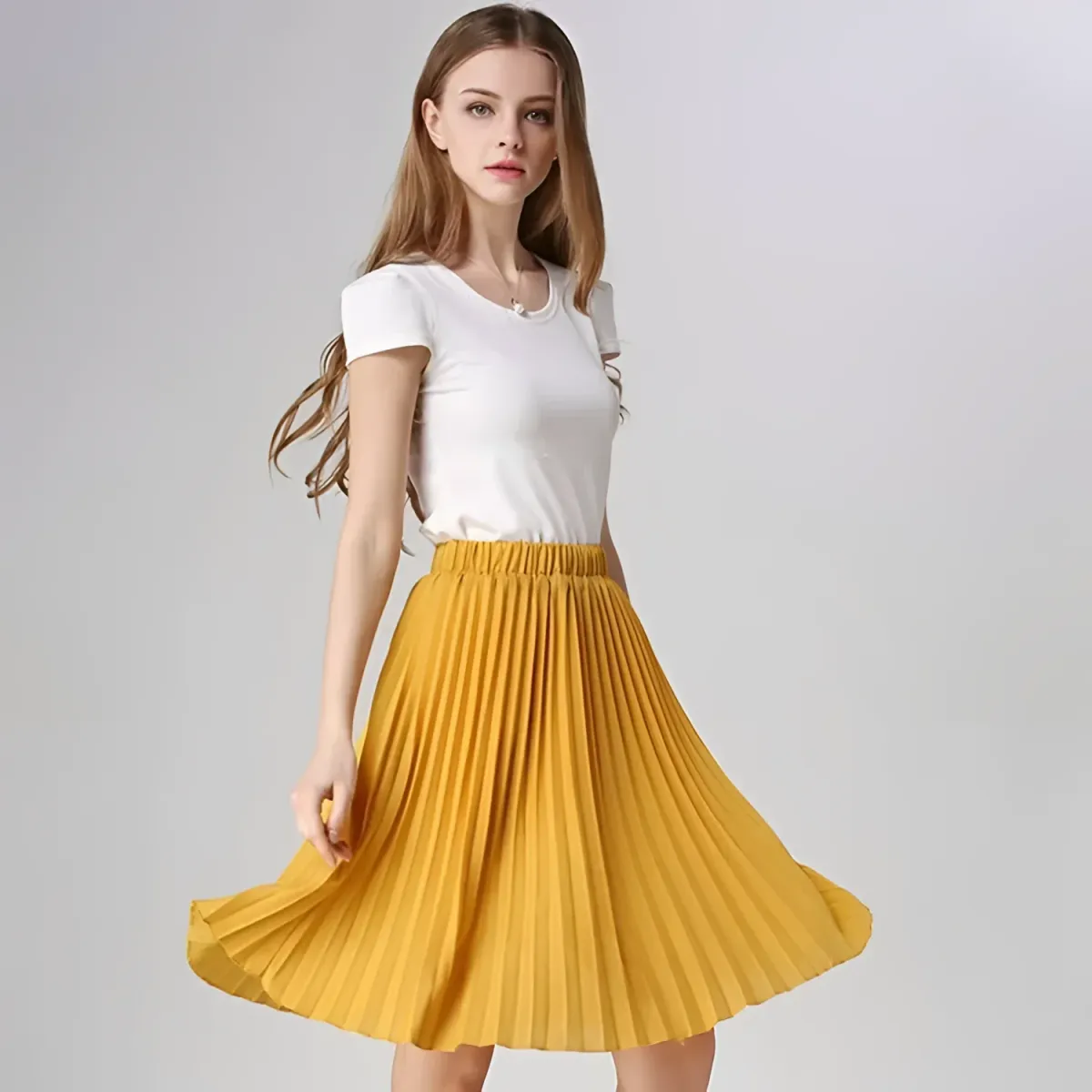 Knife-Pleated Chiffon Skirt - Image 8