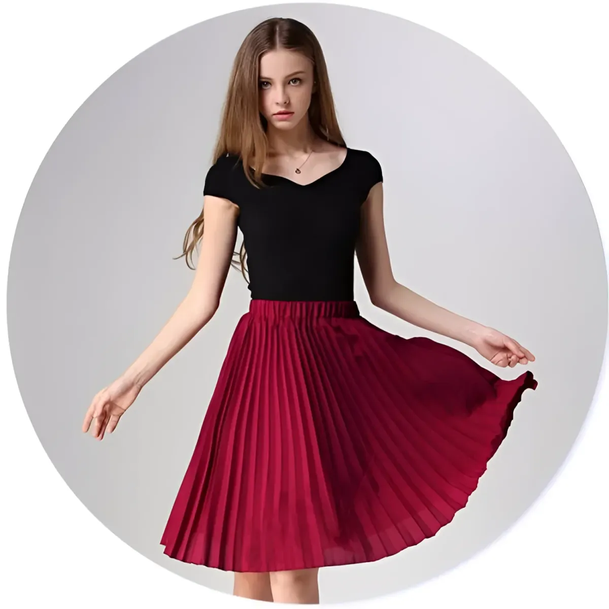 Knife-Pleated Chiffon Skirt - Image 9