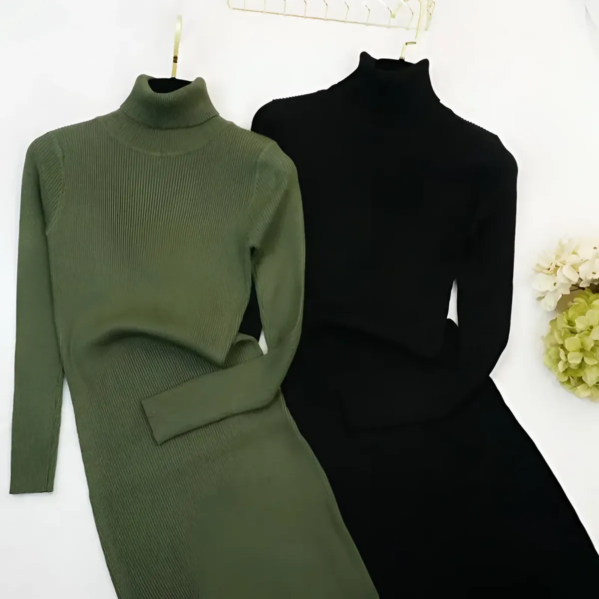 Knitted Turtleneck Dress - Image 7