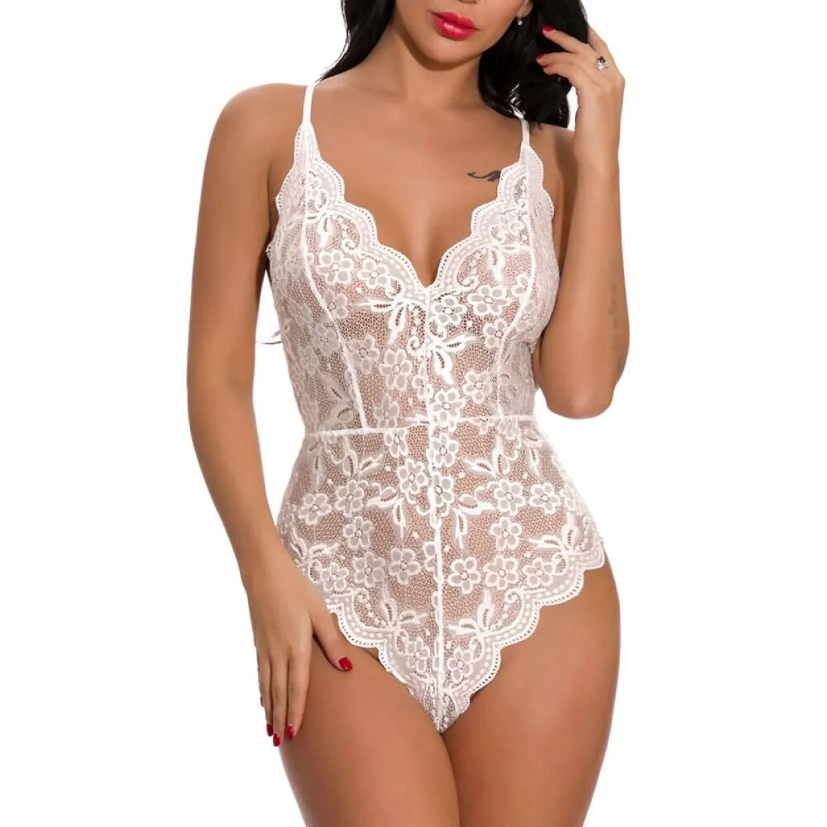 Lace V-Neck One Piece Teddies - Image 12