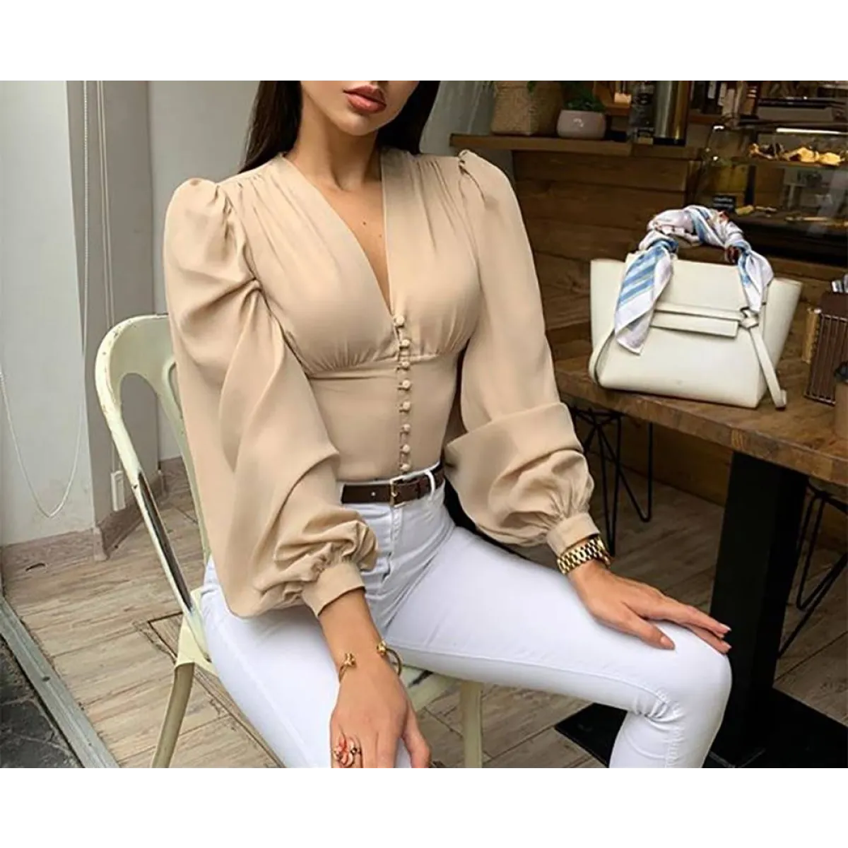 Long-sleeved Korean Blouse - Image 6