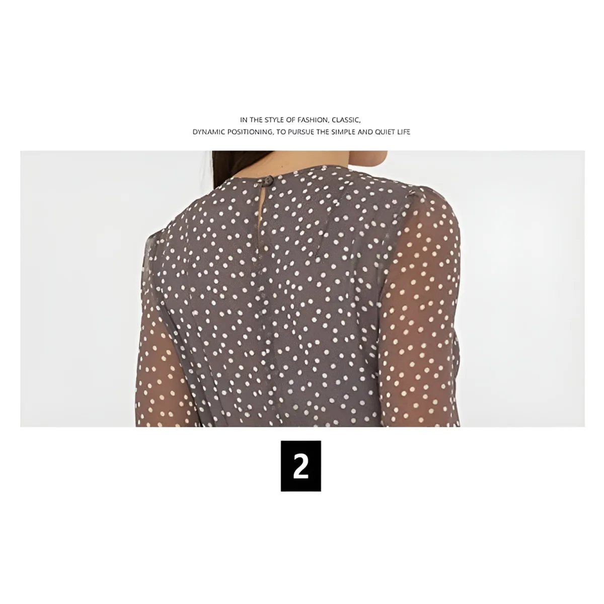 Long-Sleeved Polka Dot Dress - Image 4