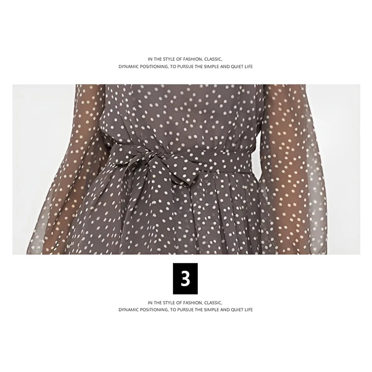 Long-Sleeved Polka Dot Dress - Image 5