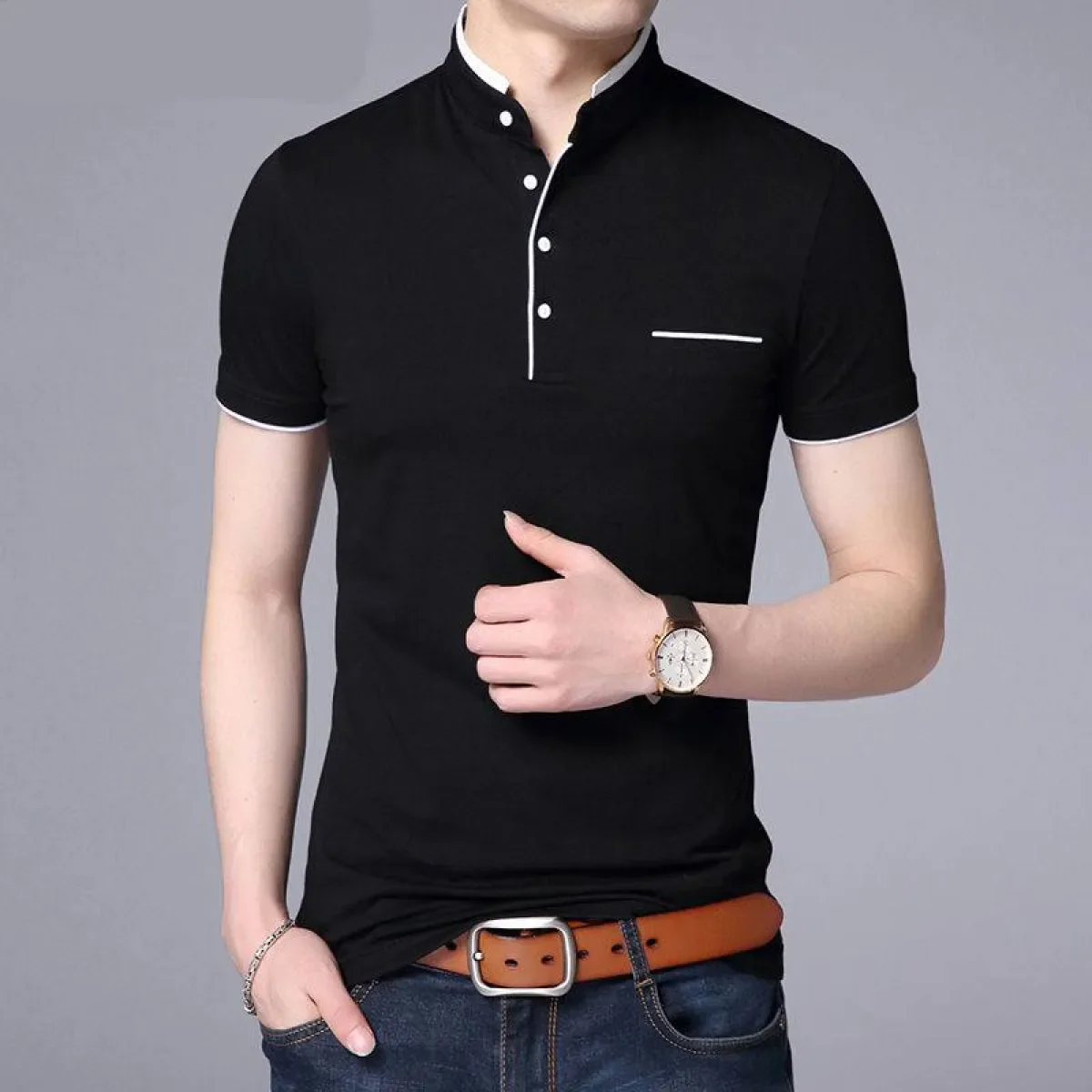 Mandarin Collar Active Shirt - Image 4
