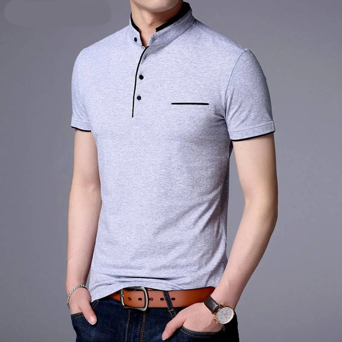 Mandarin Collar Active Shirt - Image 5