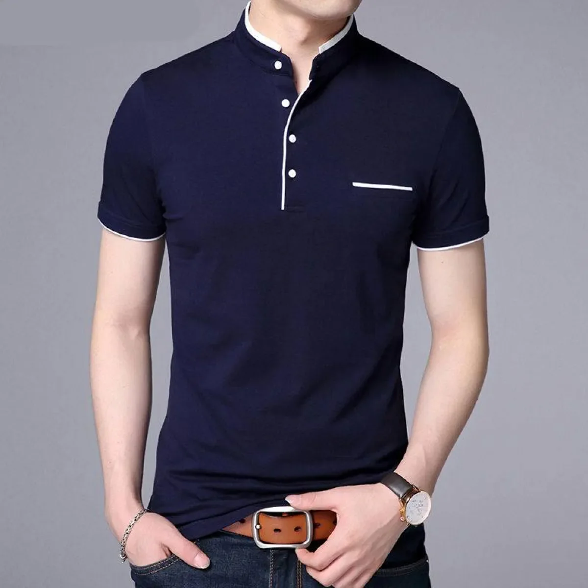 Mandarin Collar Active Shirt - Image 7