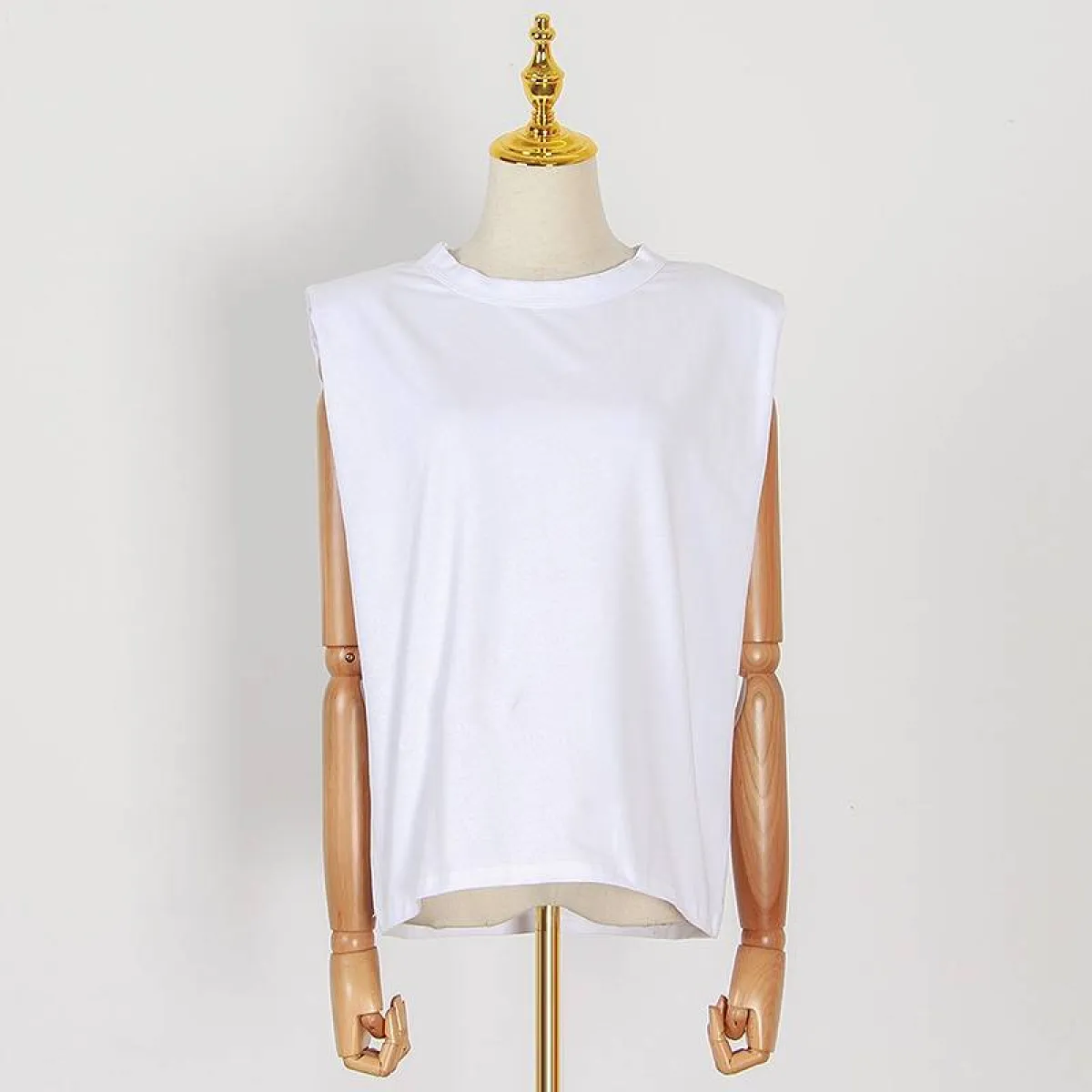 Padded Shoulder Sleeveless Tee - Image 4