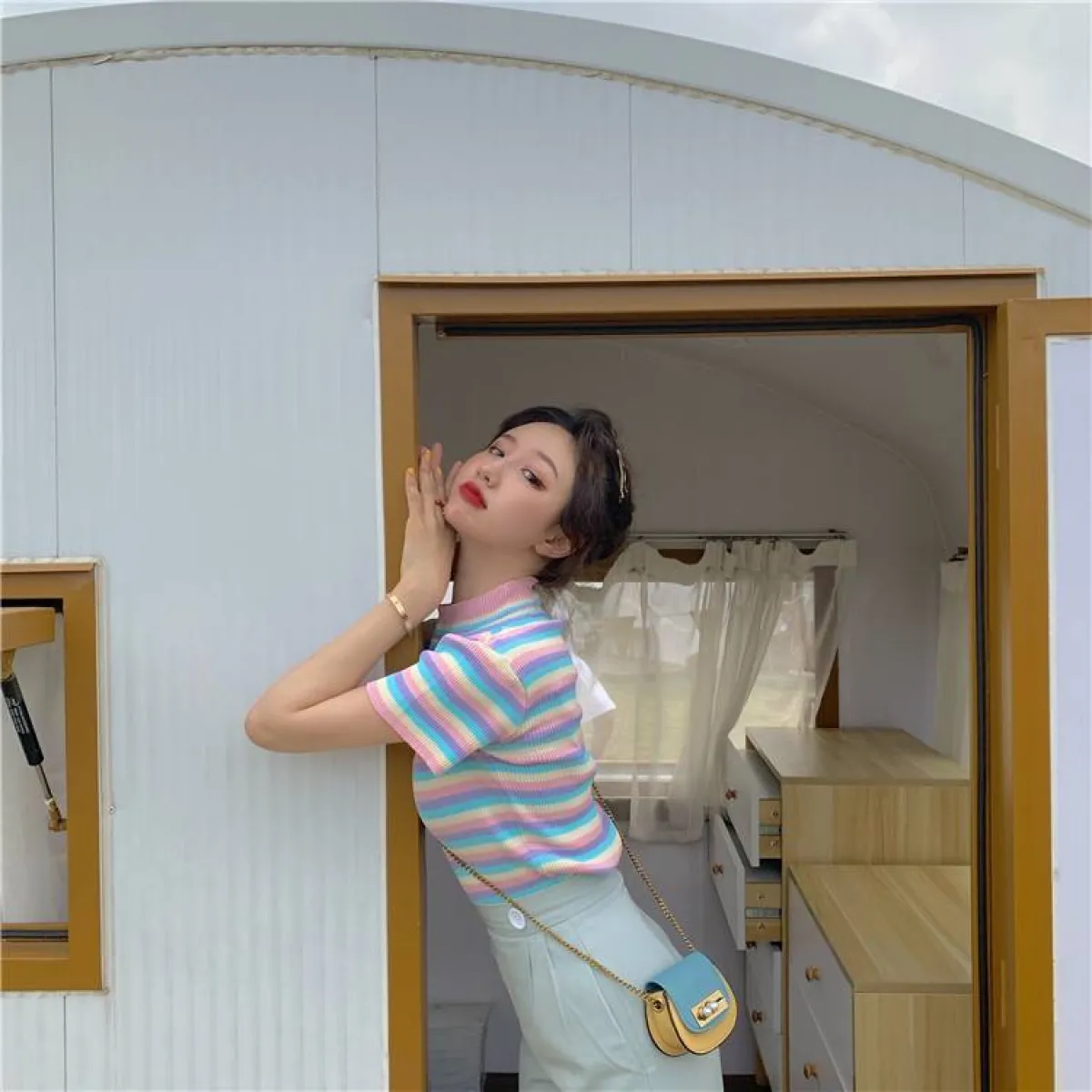 Pastel Striped Crop Top - Image 9