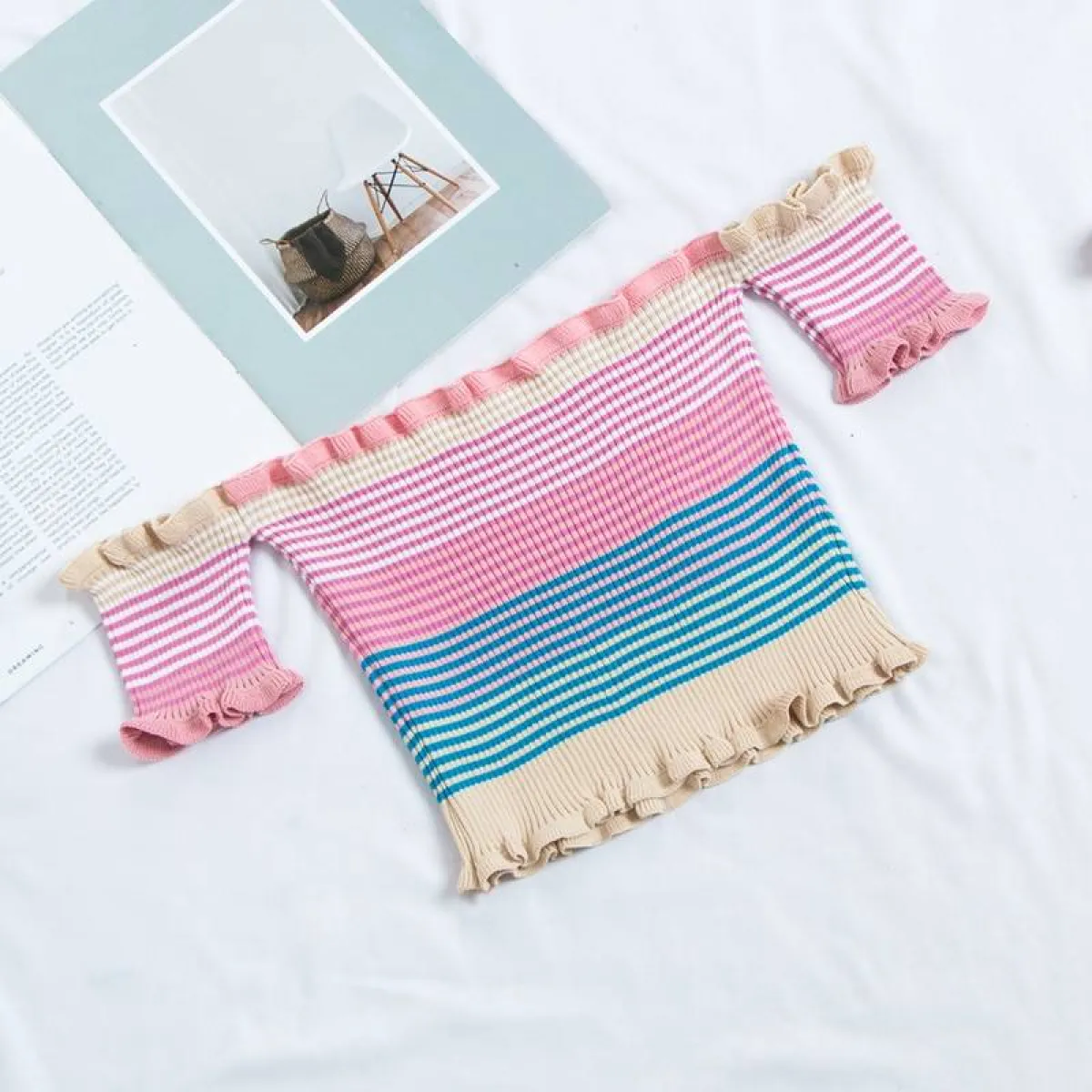 Rainbow Striped Crop Top - Image 3