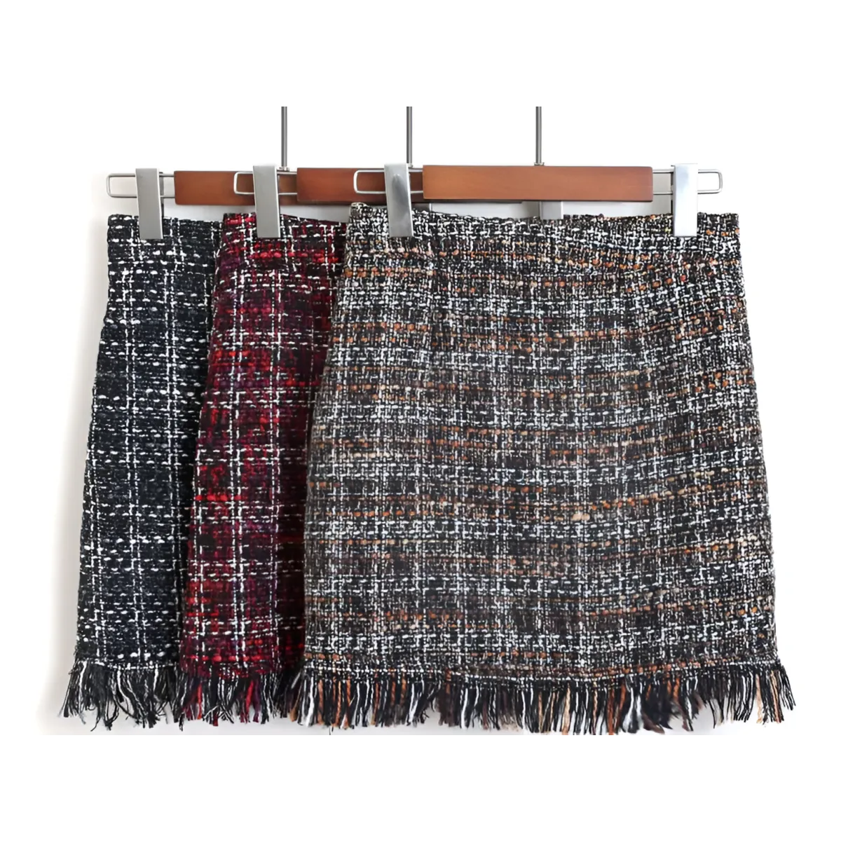 Retro Style Woolen Mini Skirt - Image 5