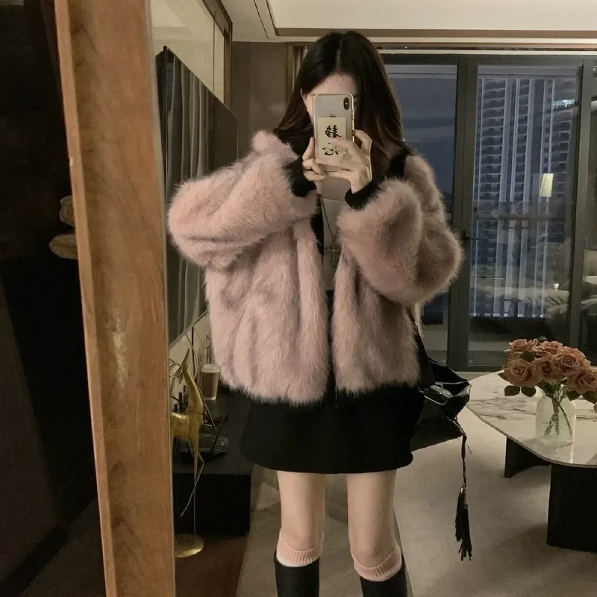 Reversible Faux Mink Fur Hooded Winter Jacket - Image 4