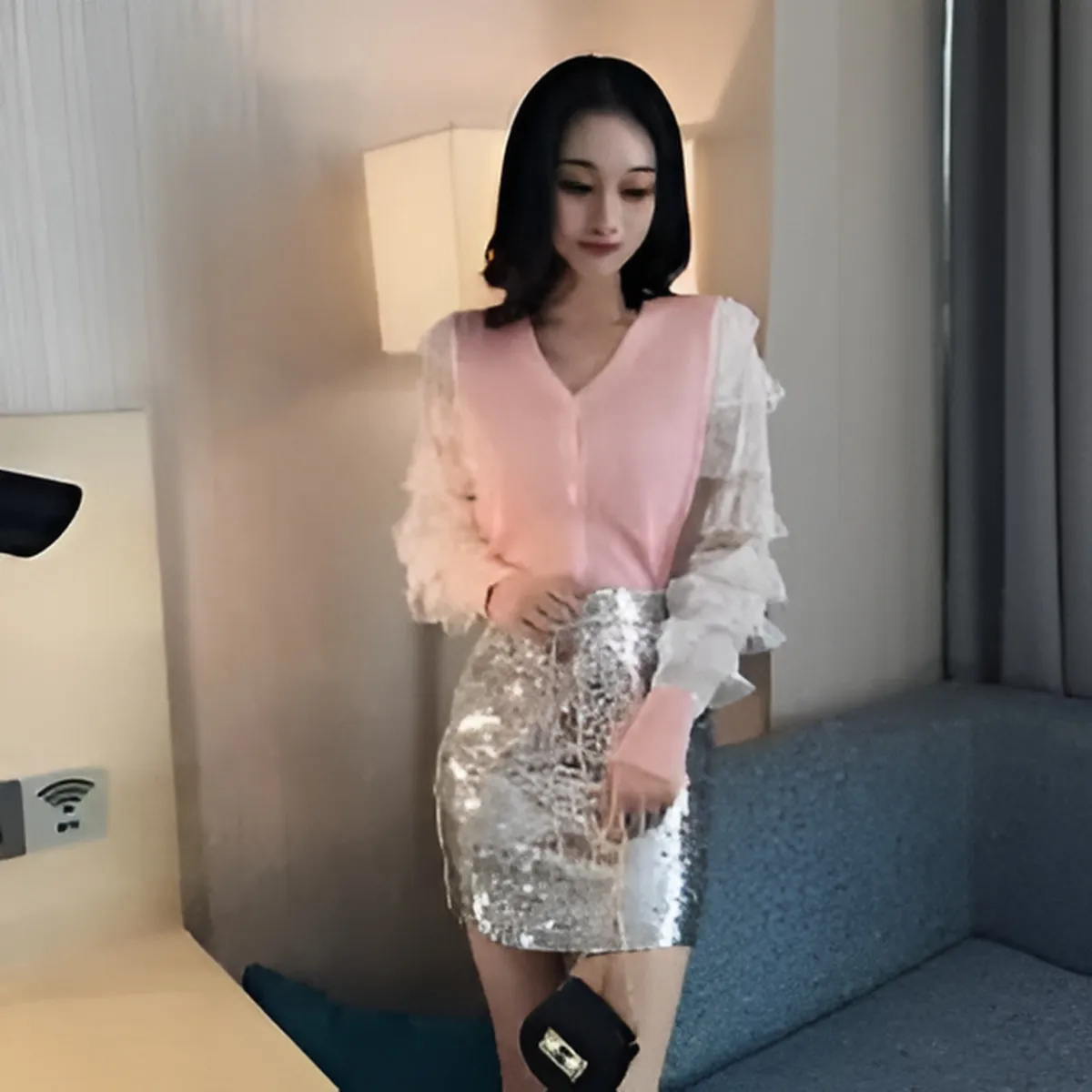 Ruffled Knitted Cardigan - Image 13