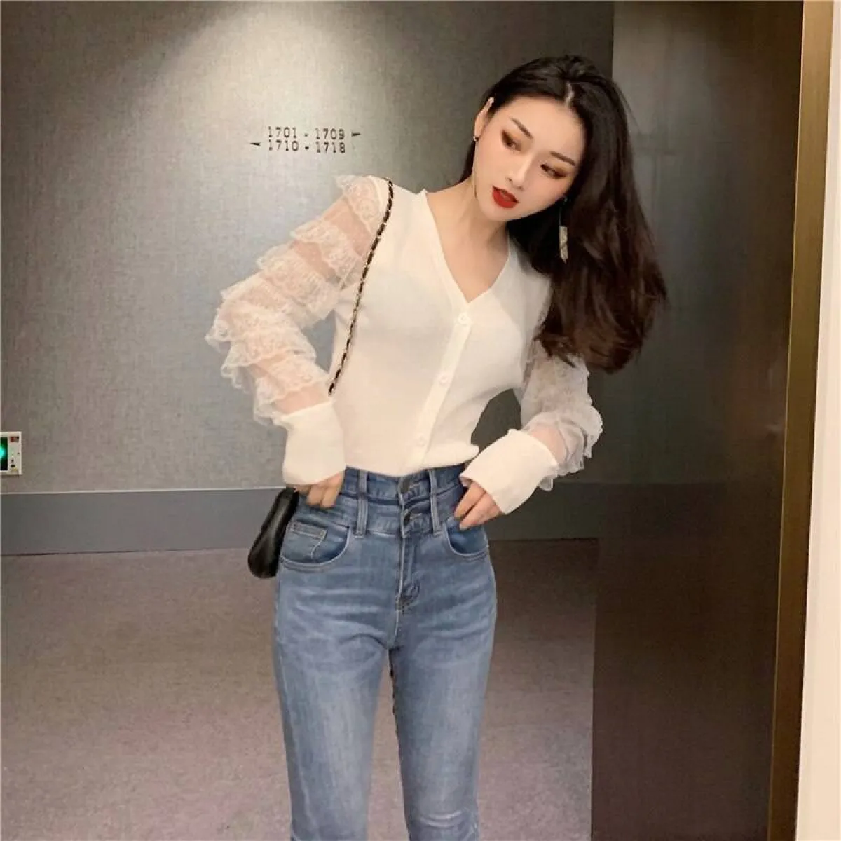 Ruffled Knitted Cardigan - Image 6