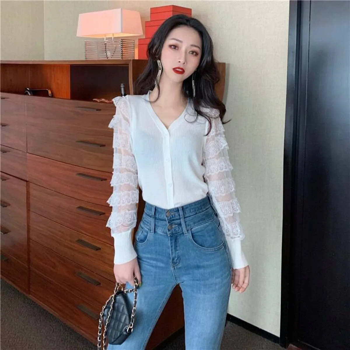 Ruffled Knitted Cardigan - Image 7