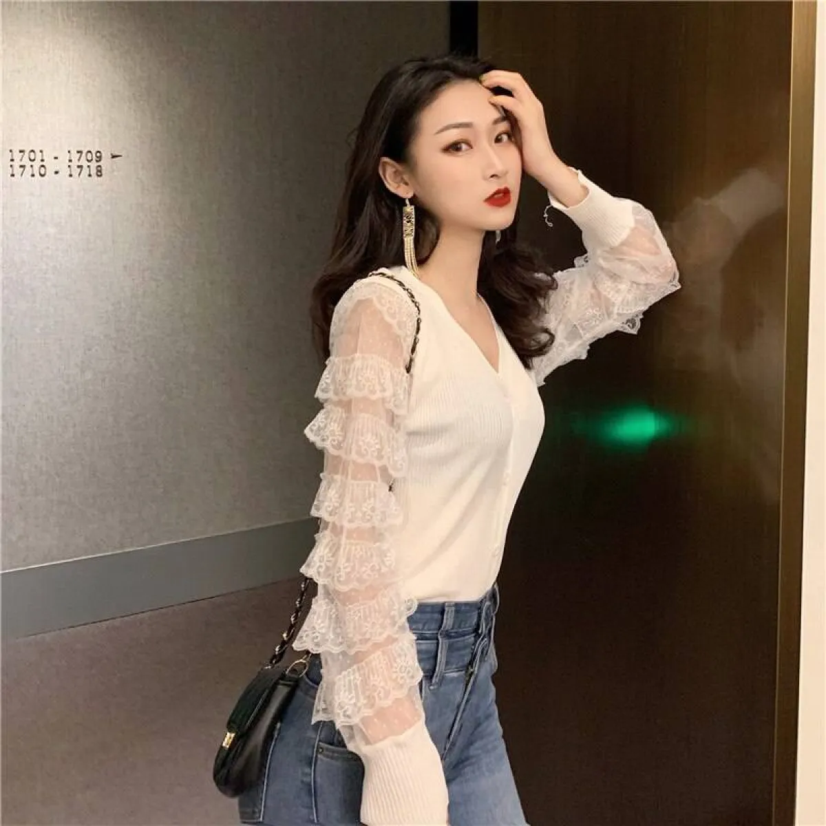 Ruffled Knitted Cardigan - Image 8