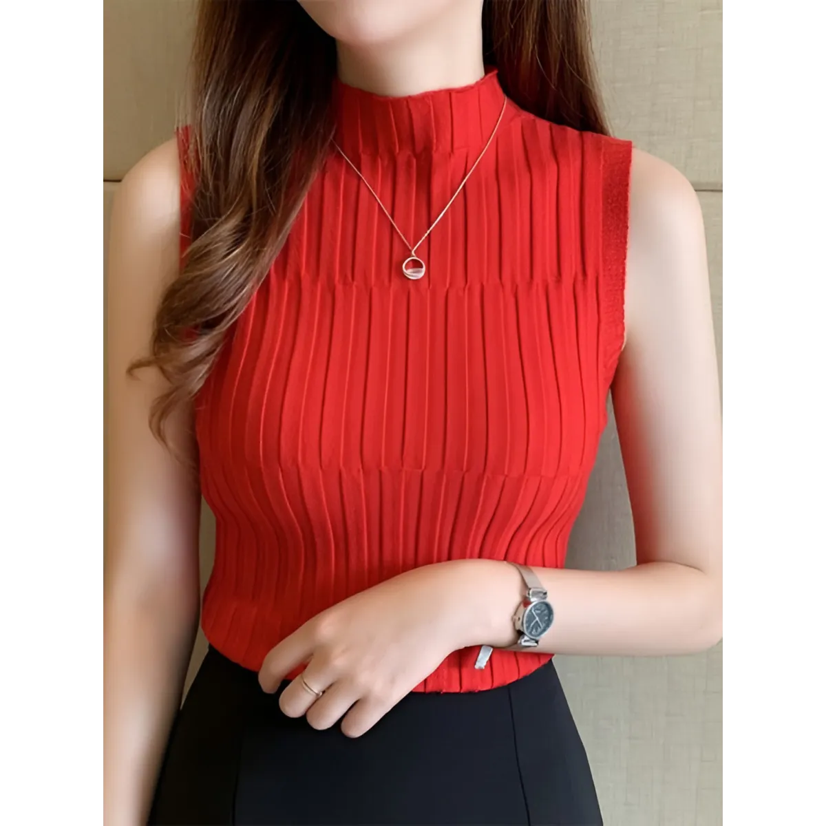 Solid Knitted Vest Tank Tops - Image 12