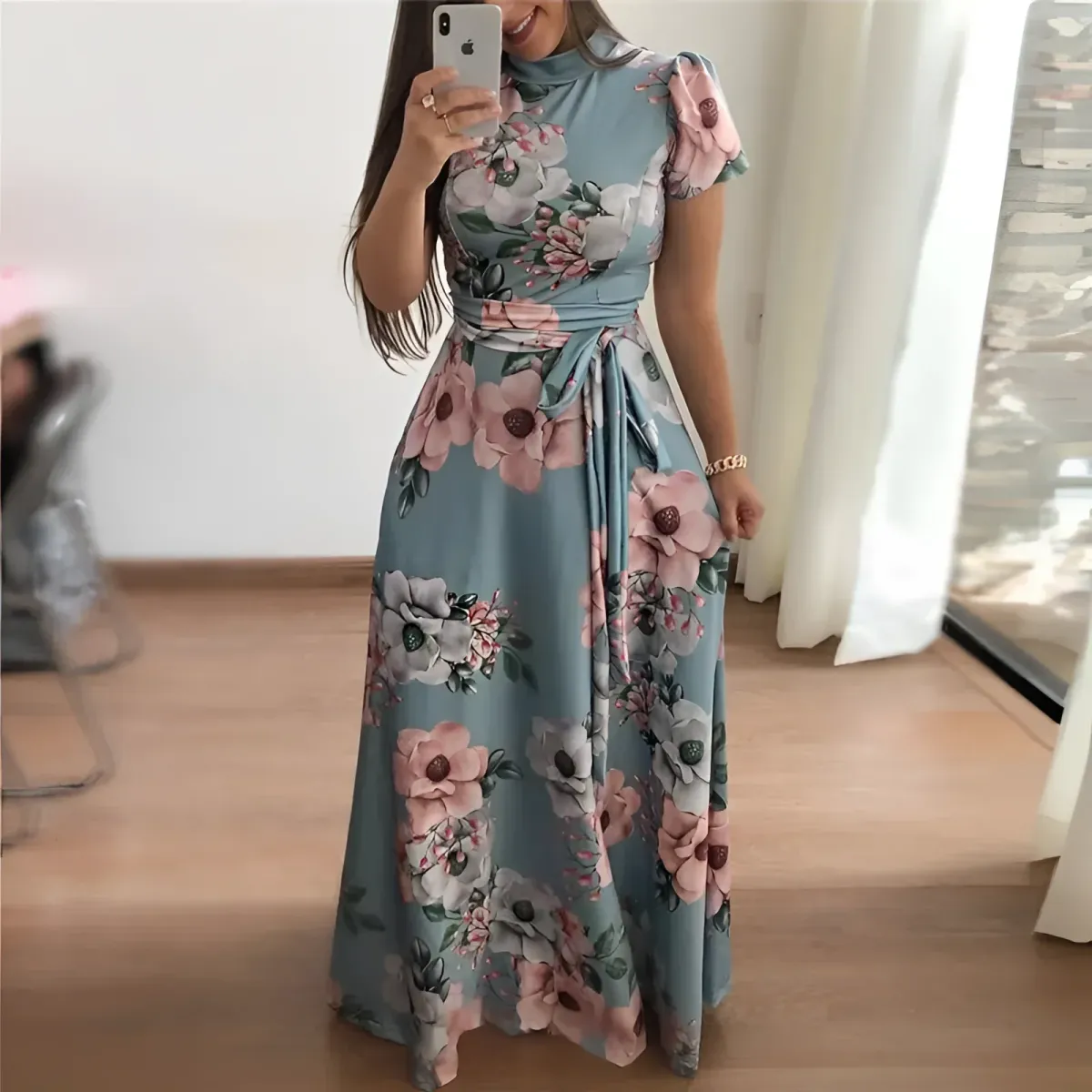 Women's Floral Printed Maxi Dress - Image 3