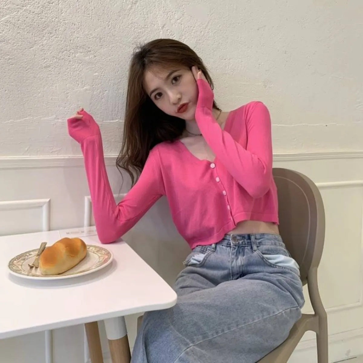 Women's Knitted Cropped Cardigan - Image 8