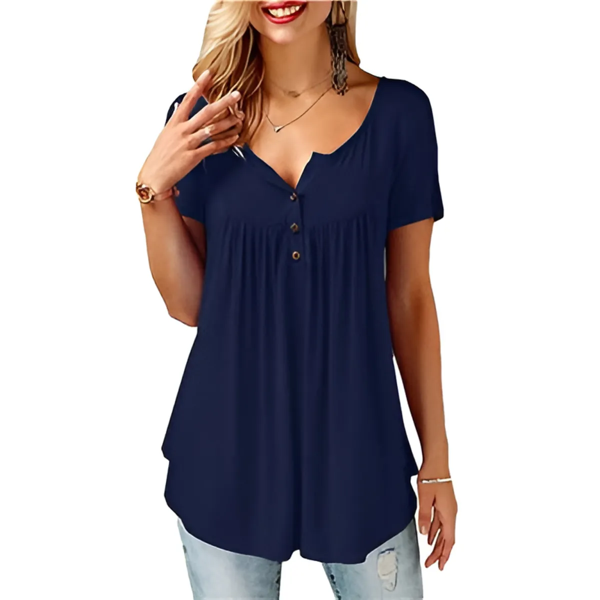 Women's Loose Summer V-Neck T-Shirt - Image 12