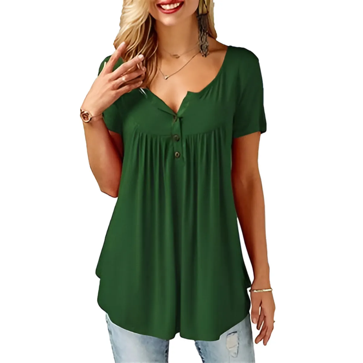 Women's Loose Summer V-Neck T-Shirt - Image 13