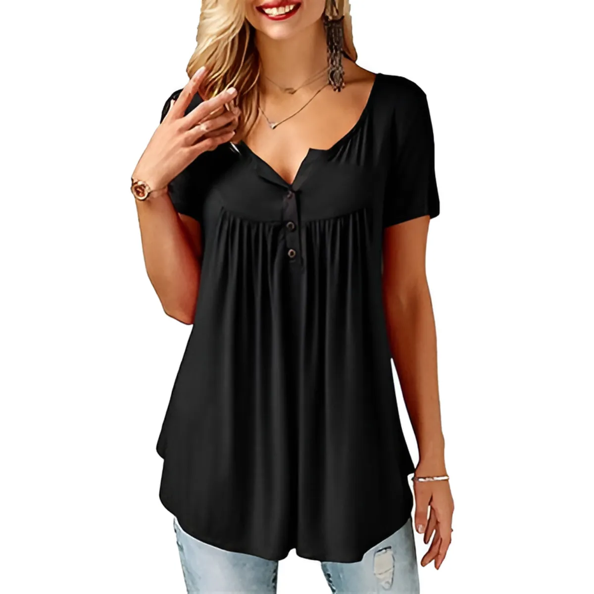 Women's Loose Summer V-Neck T-Shirt - Image 14
