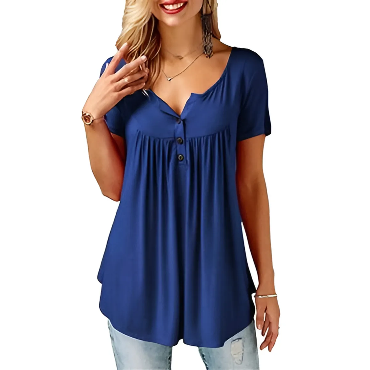 Women's Loose Summer V-Neck T-Shirt - Image 6