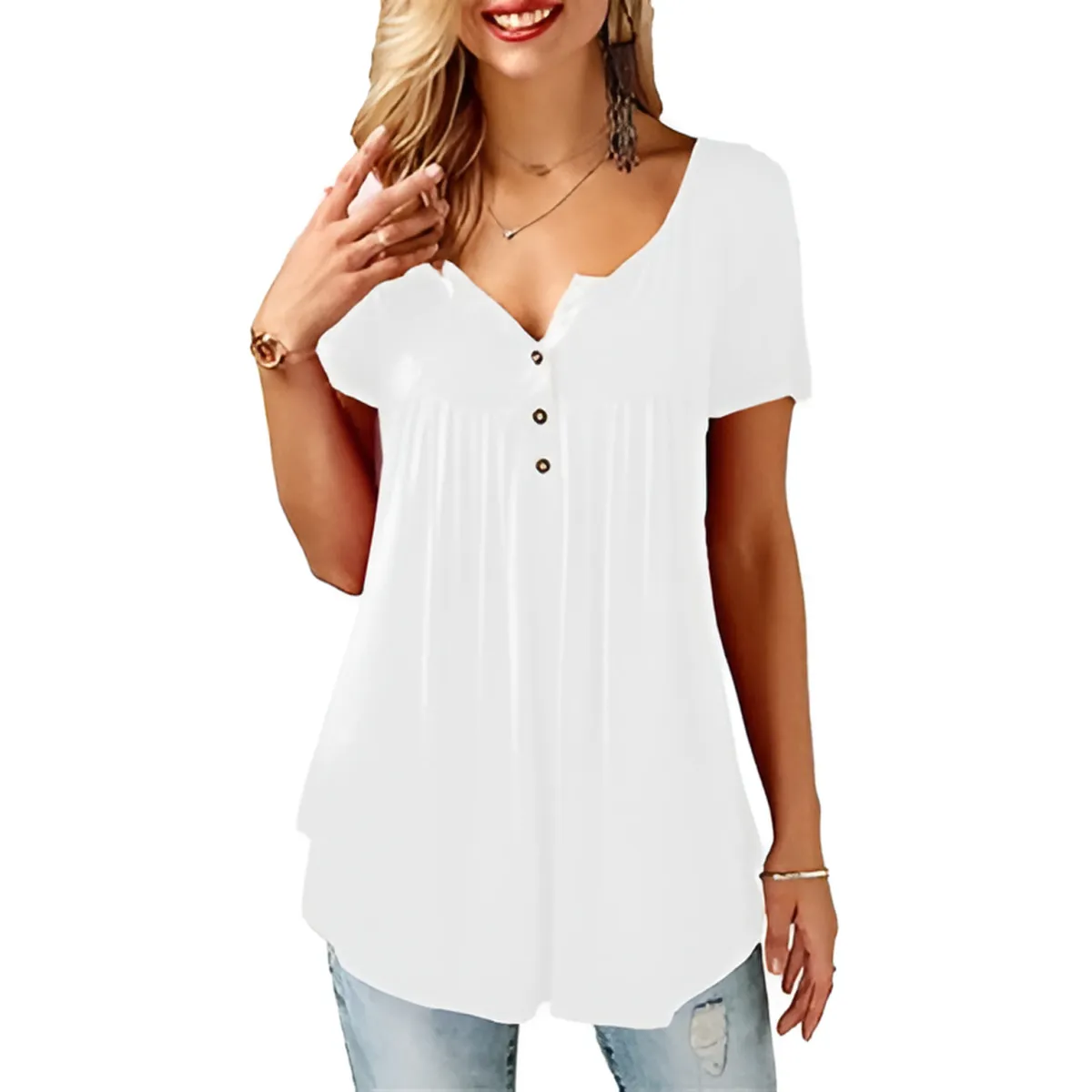 Women's Loose Summer V-Neck T-Shirt - Image 8