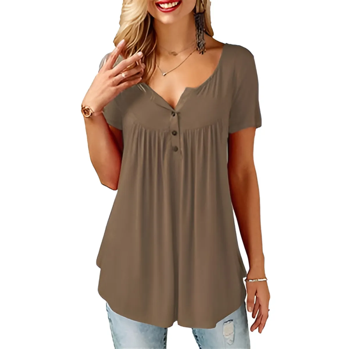 Women's Loose Summer V-Neck T-Shirt - Image 9